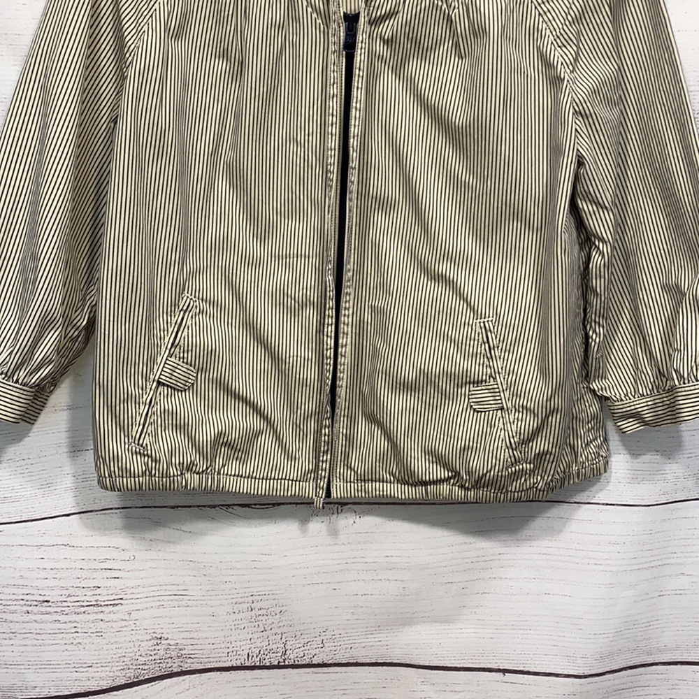 Beige Striped * Gap * Drawstring Neckline Jacket S - image 7